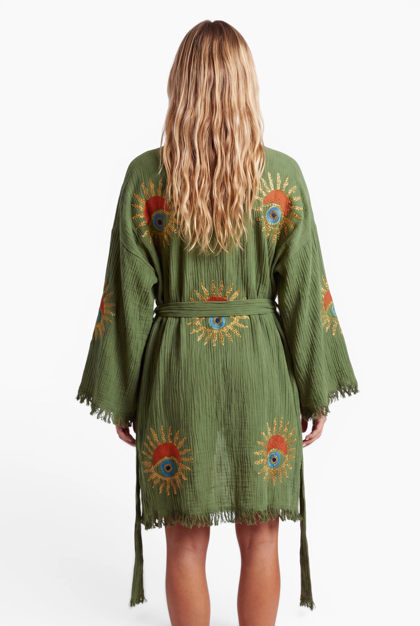 Short Olive Sunrise Nazar Kimono
