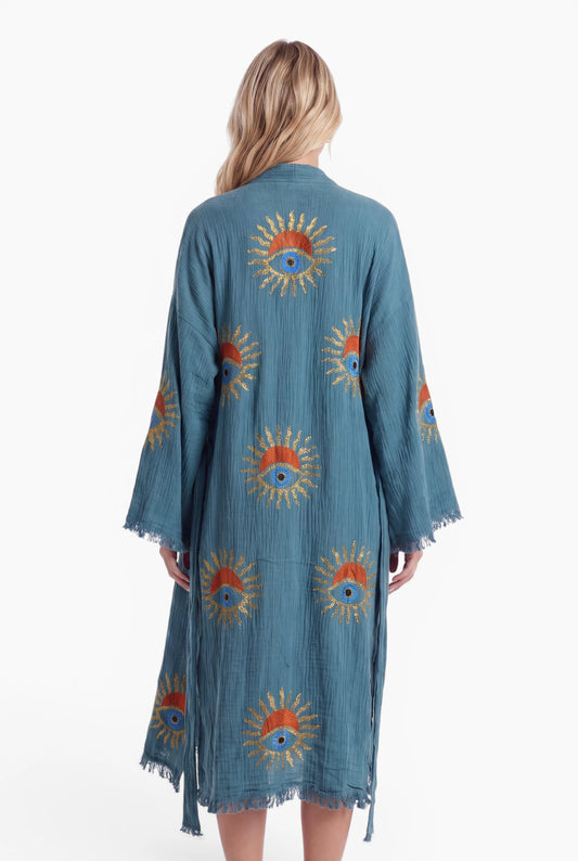 Teal Sunrise Nazar Kimono
