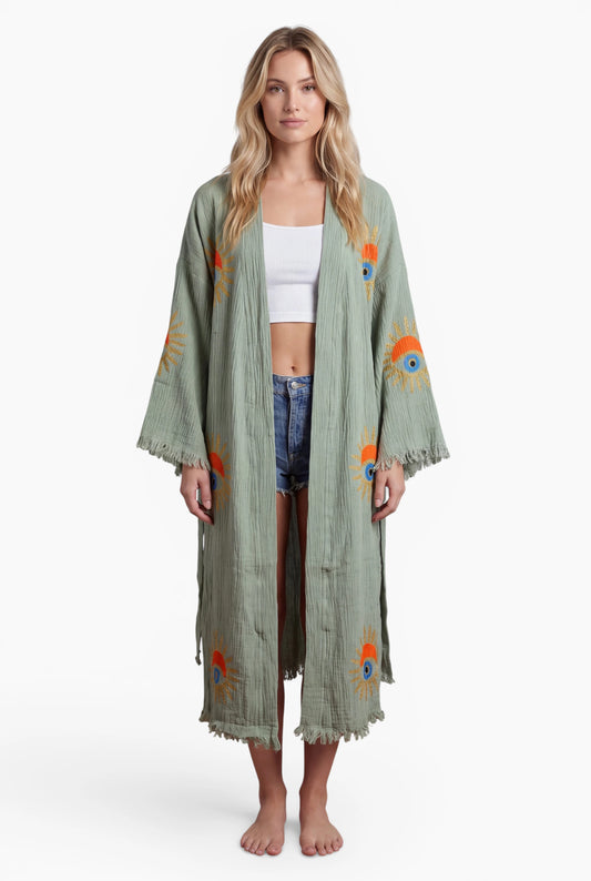 Mint Sunrise Nazar Kimono