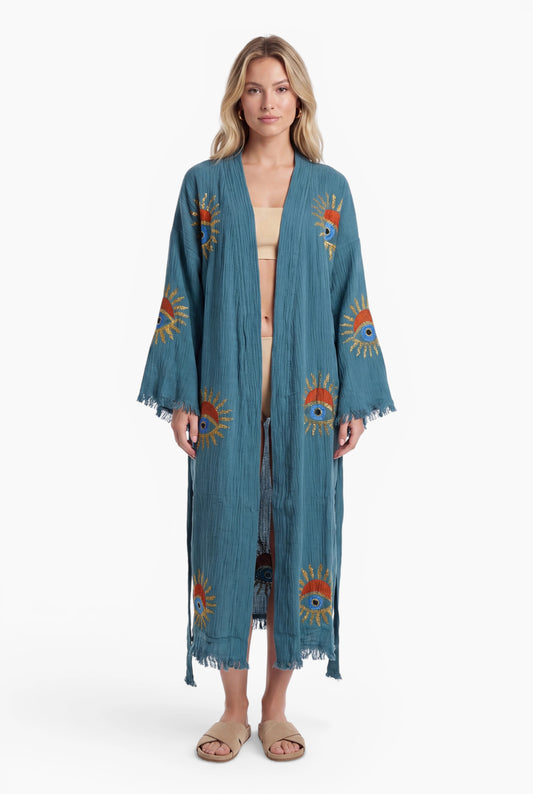 Teal Sunrise Nazar Kimono