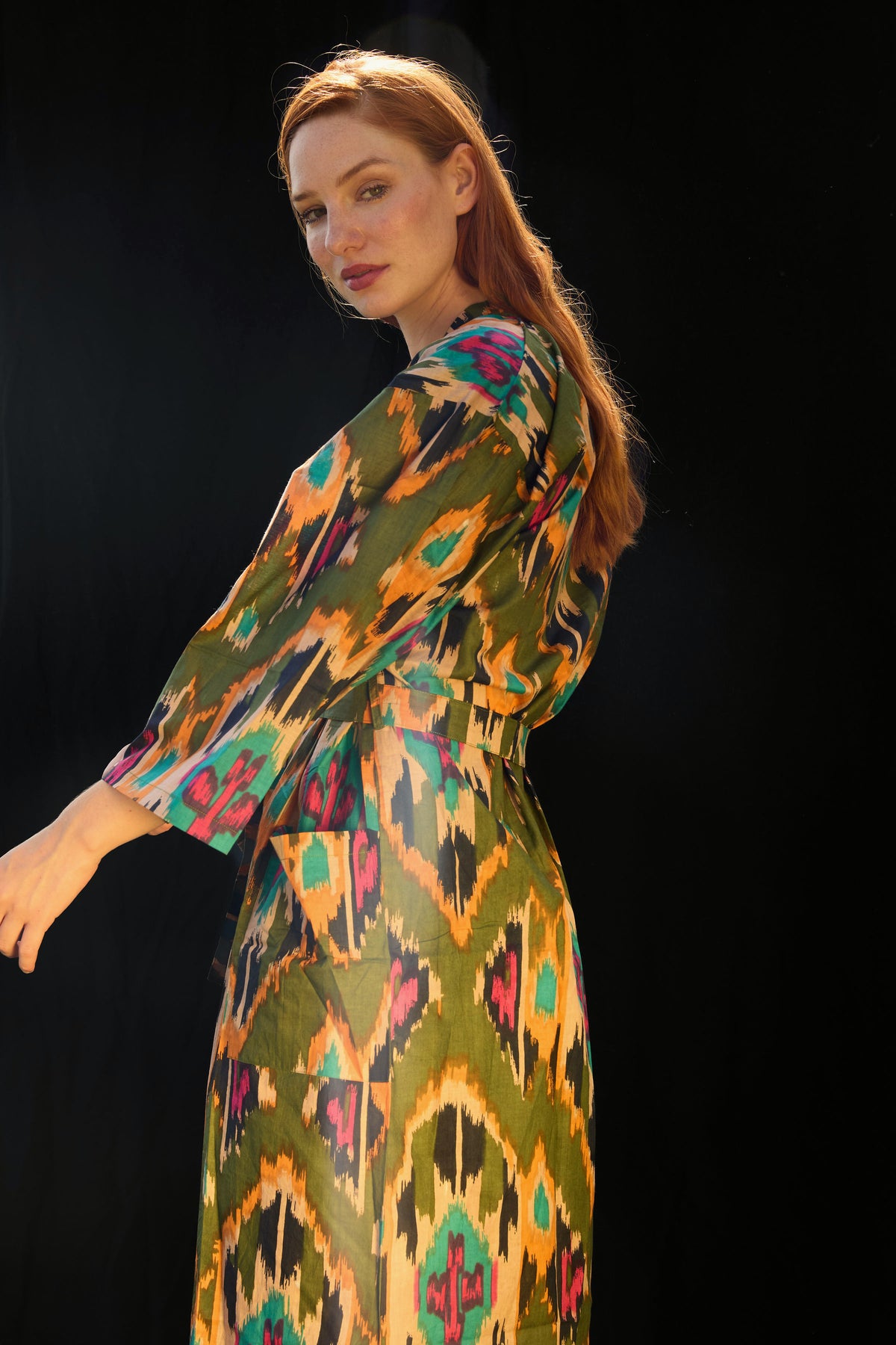 Ikat Kimono – Kimono aus Baumwolle mit Ikat-Muster im Blockprint