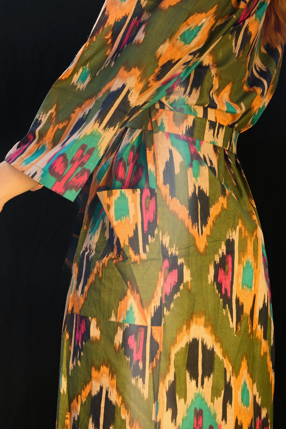 Ikat Kimono – Kimono aus Baumwolle mit Ikat-Muster im Blockprint