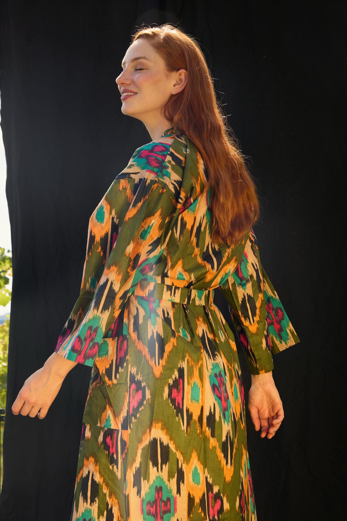 Ikat Kimono – Kimono aus Baumwolle mit Ikat-Muster im Blockprint