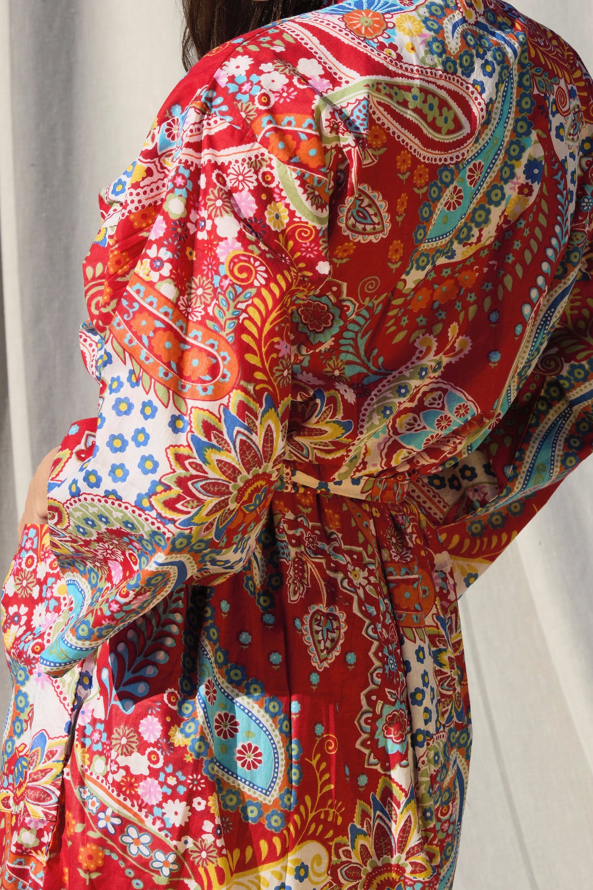 Paisley Kimono Rot – Kimono aus Baumwolle in Rot mit Paisley-Print