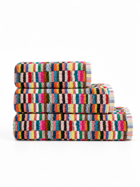 Mosaic Handtuch – Stapel aus Handtuch und Gästetuch, bunte Frottee-Blöcke
