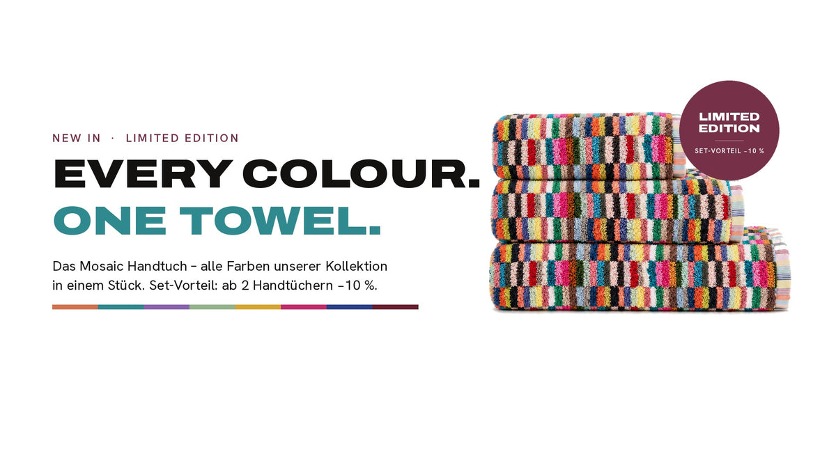 Mosaic Handtuch – Limited Edition, alle Farben unserer Kollektion in einem Stück